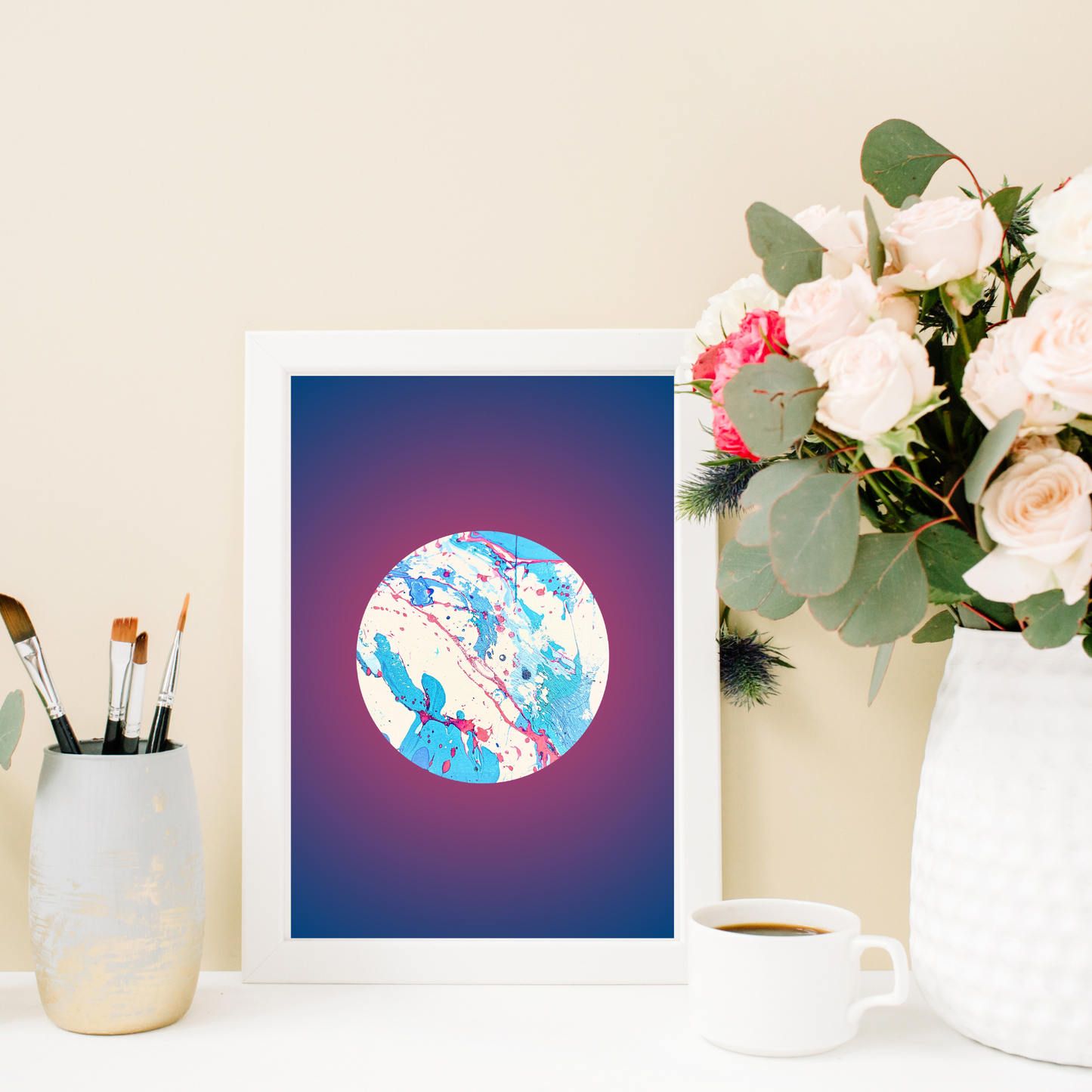 Floe | Marmorierter Kunstdruck in Blau-Violett Fine Art Print in A4–A2