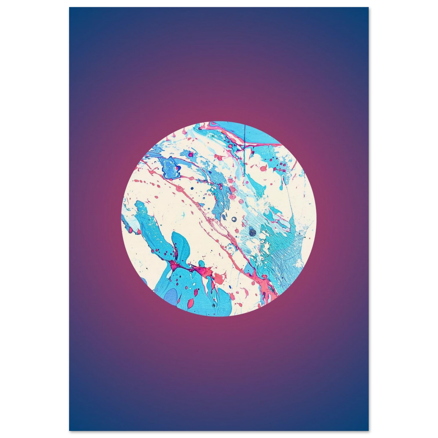 Detaillierter Blick auf den Fine Art Print „Floe“ – Marmorierung in Weiß, Blau und Violett